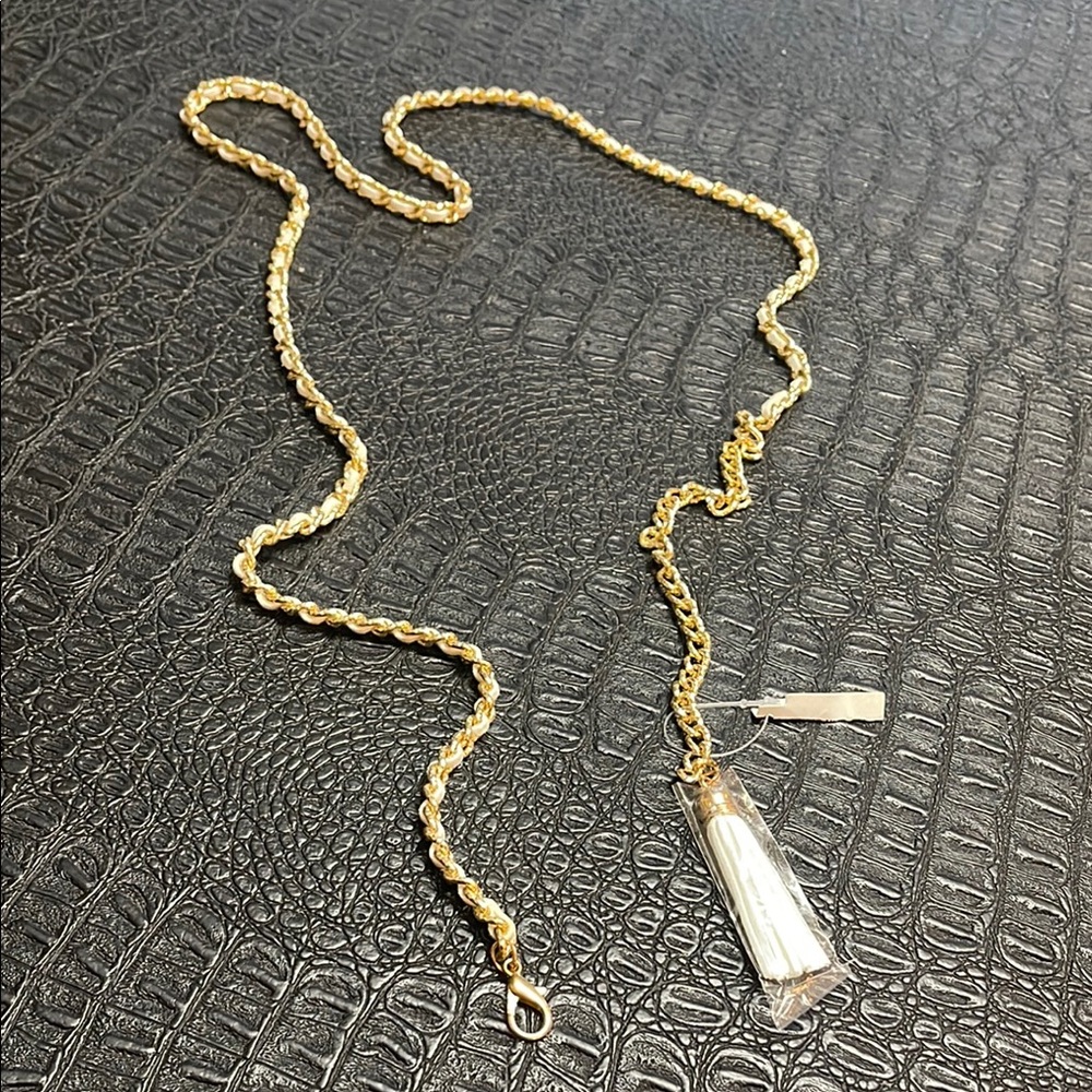 Elegant Gold Chain & White Belt @ End a White Tassle Adjustable Length